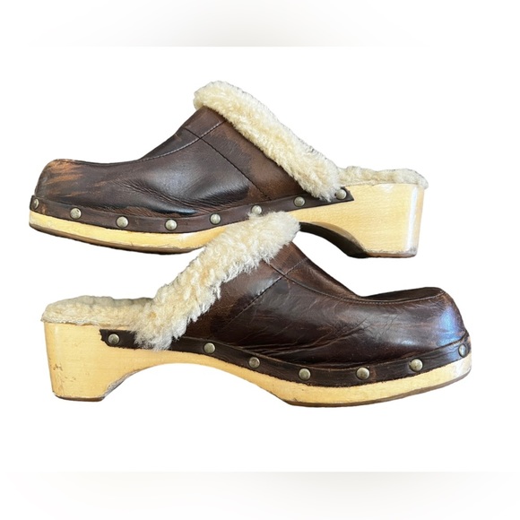 Ugg Australia Kalie Womens Brown Leather Sheepskin Clogs Sz US 9 S/N 5425 - Picture 4 of 10